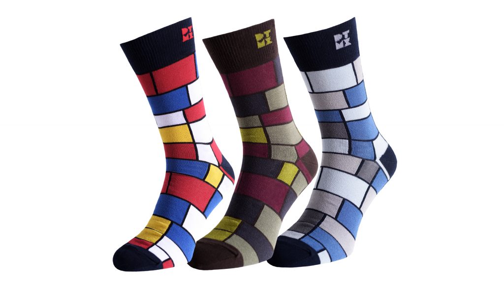Funky Mondrian Silver Socks